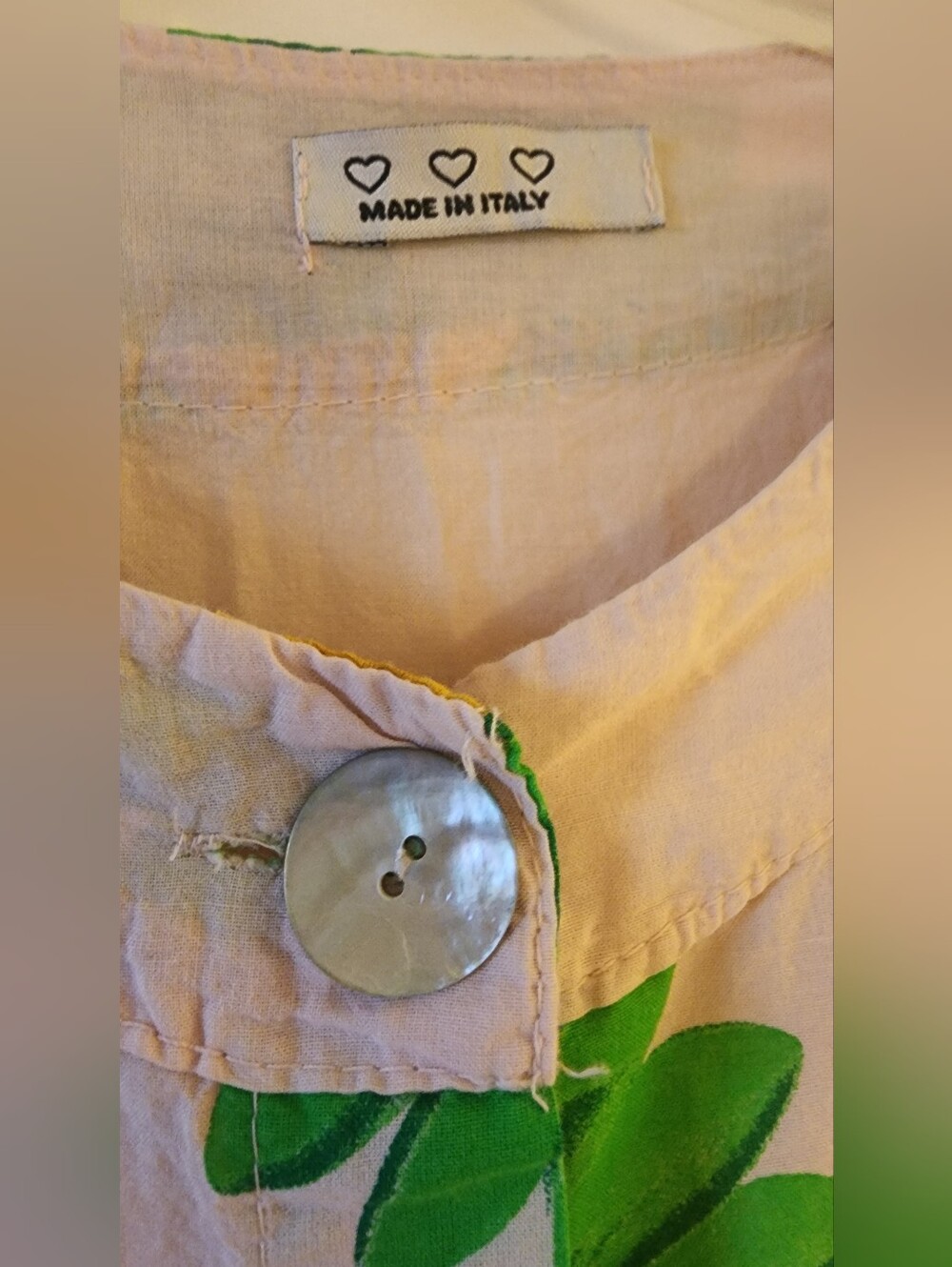 Made in Italy Cream Sundress With Green Sunflowers